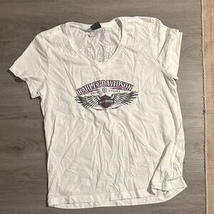 Harley-Davidson White Tee with Black and Purple Logo